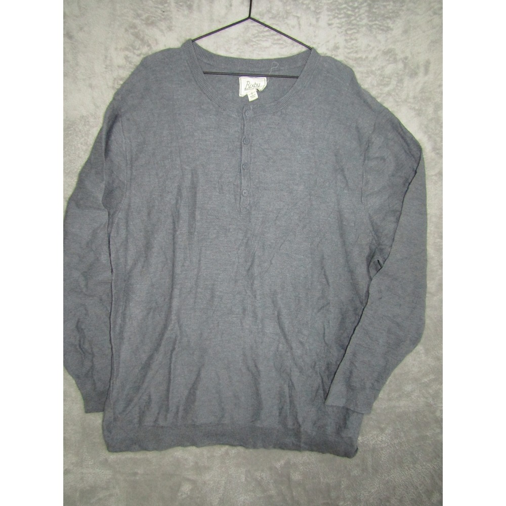 Bixby Nomad Grey Long Sleeve Henley Button Up Knit Shirt Top XXXL Cotton